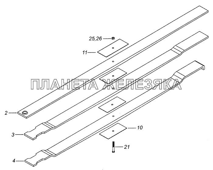 65115-2902012-10 Рессора передняя КамАЗ-6460 (Евро 3, 4)