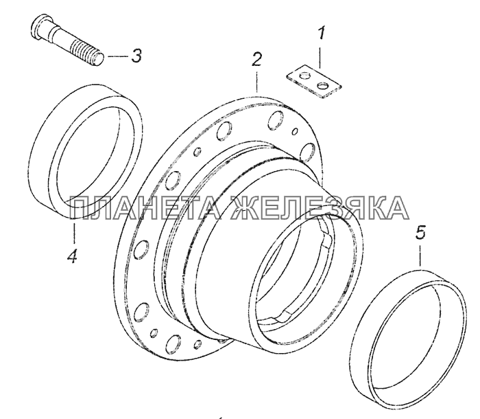 6520-3104012 Ступица заднего колеса с болтами КамАЗ-6460 (Евро 3, 4)