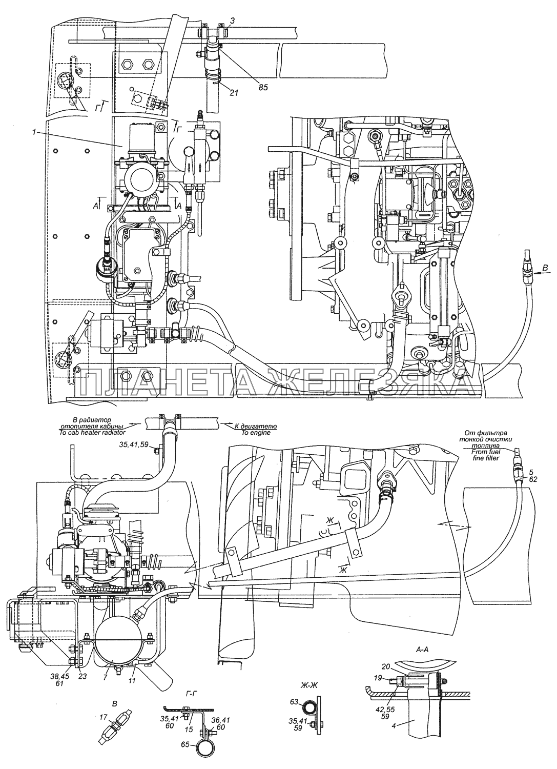 6520-8106001-20 Установка подогревателя 14TC-10 КамАЗ-6460 (Евро 3, 4)