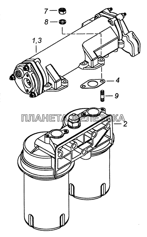 740.20-1012006 Фильтр масляный с теплообменником КамАЗ-6460 (Евро 3, 4)