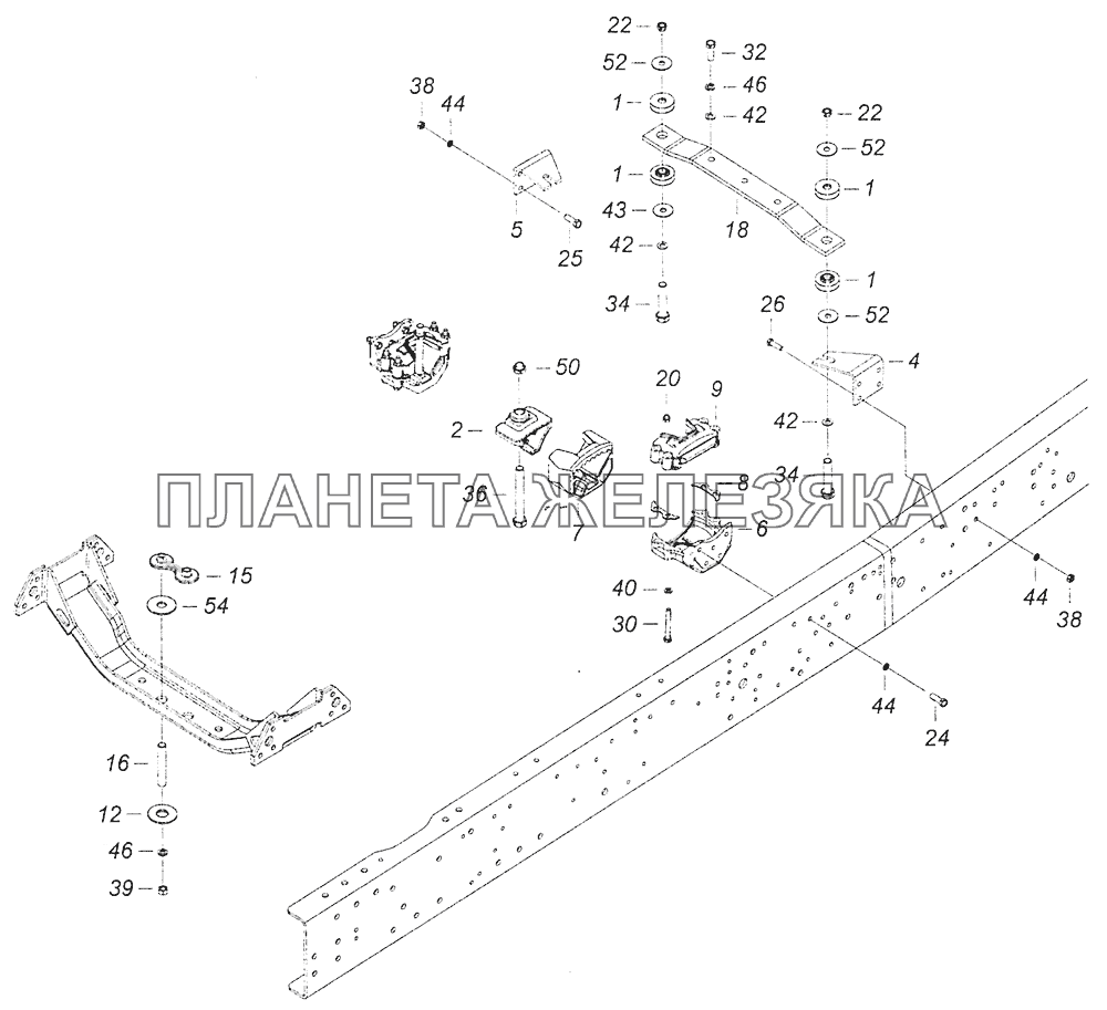 5460-1001005-63 Установка силового агрегата КамАЗ-6460 (Евро 4)