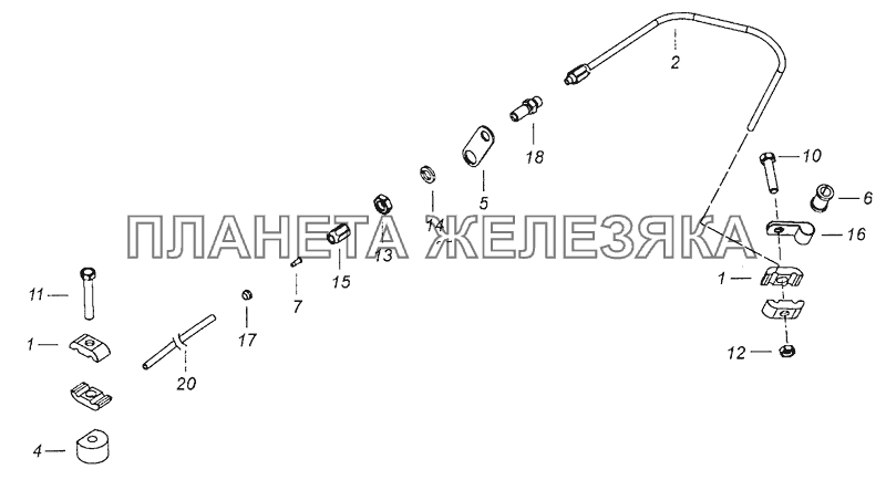 65205-1600300-10 Установка трубок вентиляции КамАЗ-6460 (Евро 4)