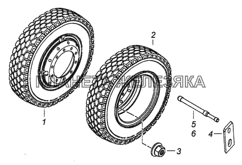 6460-3101003-10 Установка сдвоенных алюминиевых колес КамАЗ-6460 (Евро 4)