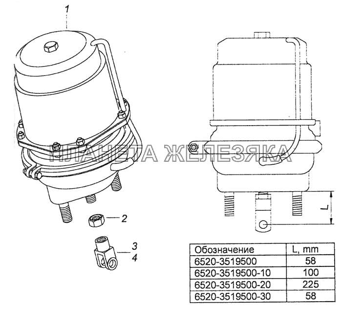 6520-3519500 Тормозная камера тип 30/24 КамАЗ-6460 (Евро 4)