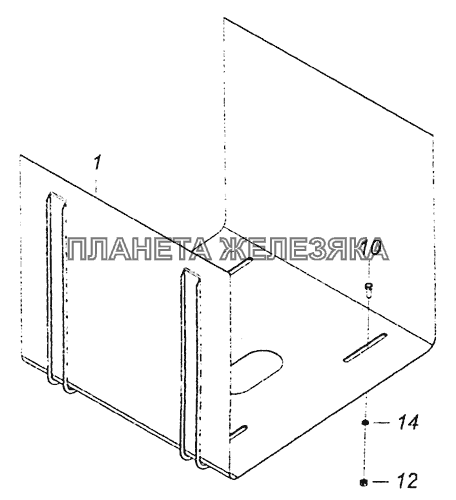 6460-1102001 -10 Установка кожуха защитного на топливный бак Protection casing on fuel tank installation КамАЗ-6460 (Евро 4)