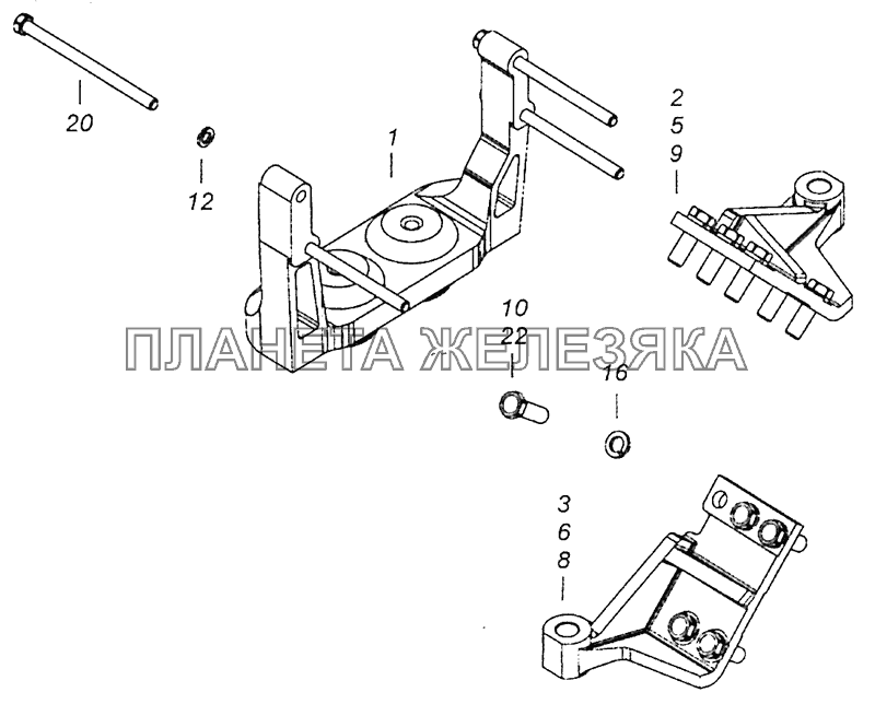 65205-1001000 Установка кронштейнов силового агрегата КамАЗ-6460 (Евро 4)