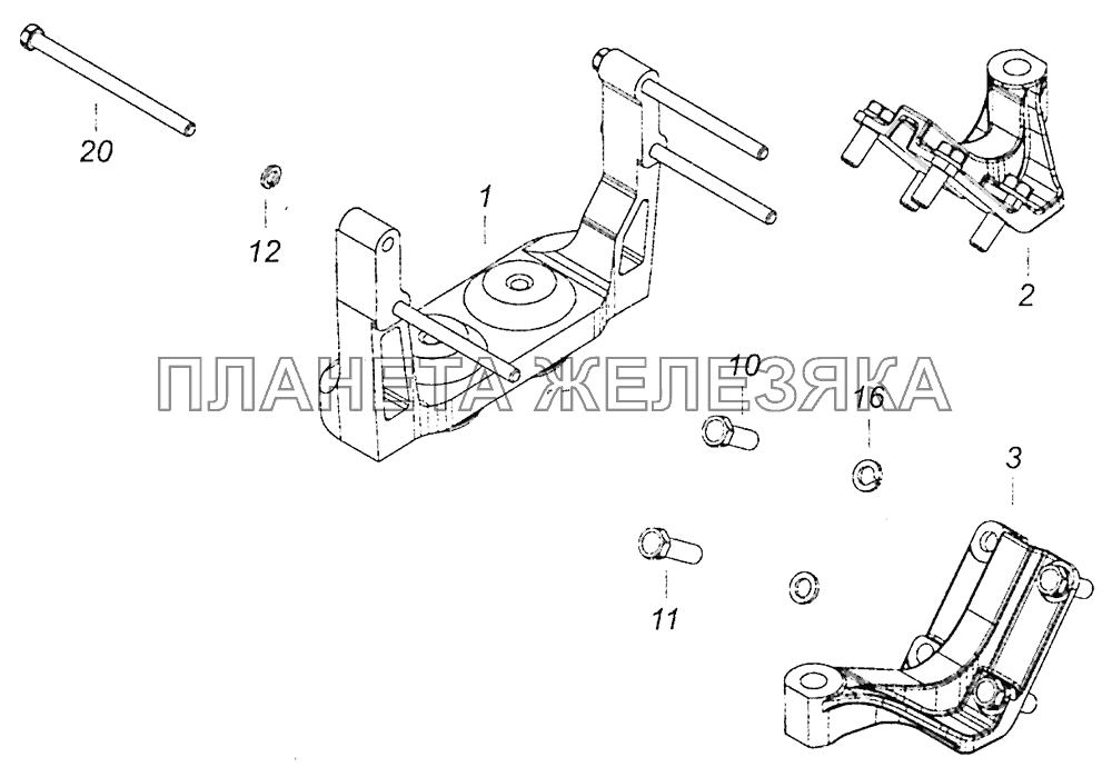 5460-1001000-63 Установка кронштейнов силового агрегата КамАЗ-6460 (Евро 4)