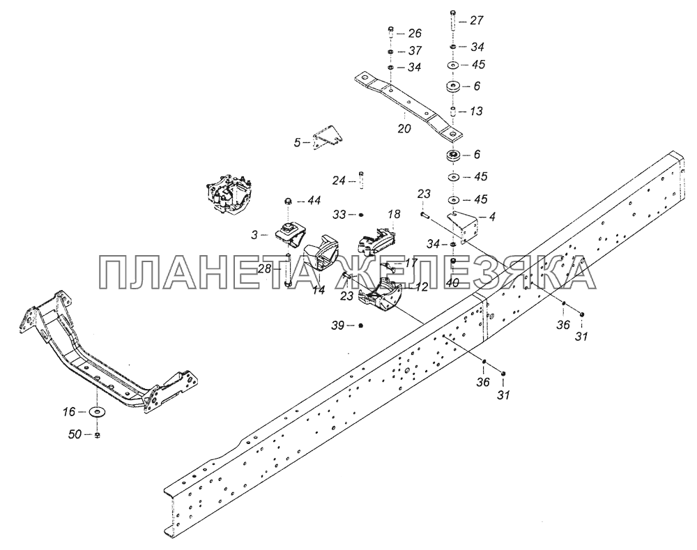 65222-1001005 Установка силового агрегата КамАЗ-6460 (Евро 4)