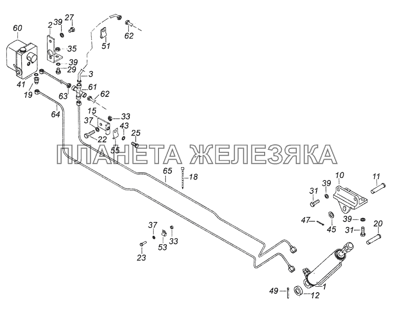 65111-5000079-10 Установка механизма опрокидывания кабины КамАЗ-65111 (Евро 4)