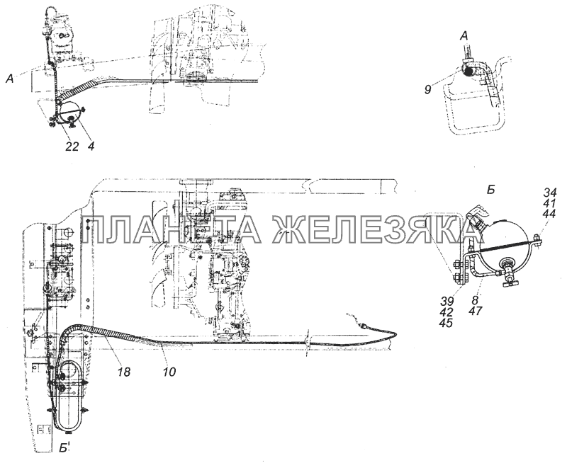 5350-8106002 Установка топливного бачка и топливопроводов подогревателя КамАЗ-65111 (Евро 4)