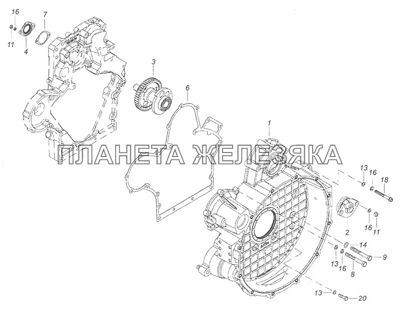 820.52-1002004 Установка картера маховика КамАЗ-65115, 65116 (Евро-4)