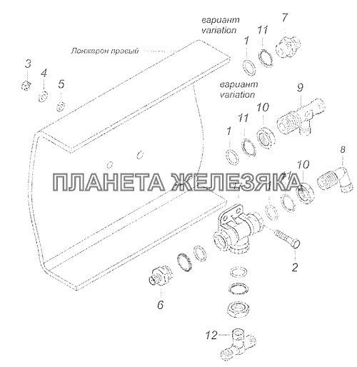 5320-3500062-10 Установка двухмагистрального клапана КамАЗ-65115, 65116 (Евро-4)