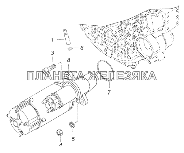 740.60-3708005 Установка стартера и фиксатора КамАЗ-65115, 65116 (Евро-4)