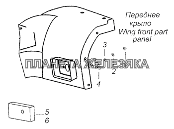 54115-3731001-20 Установка боковых габаритных фонарей на переднем крыле КамАЗ-65115, 65116 (Евро-4)