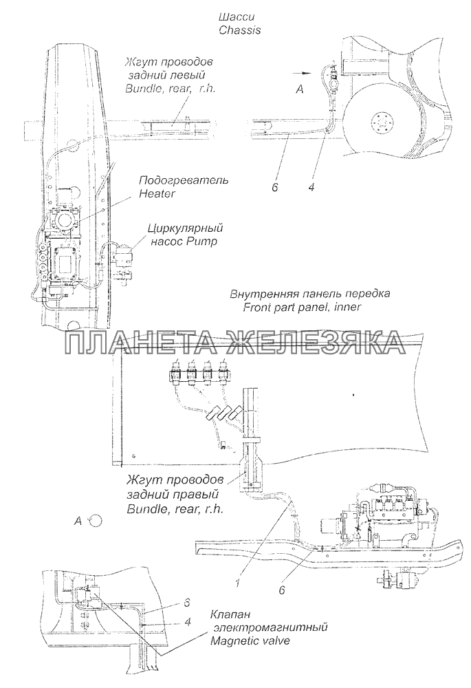 43118-3741013-30 Установка электрооборудования подогревателя на шасси КамАЗ-65115, 65116 (Евро-4)