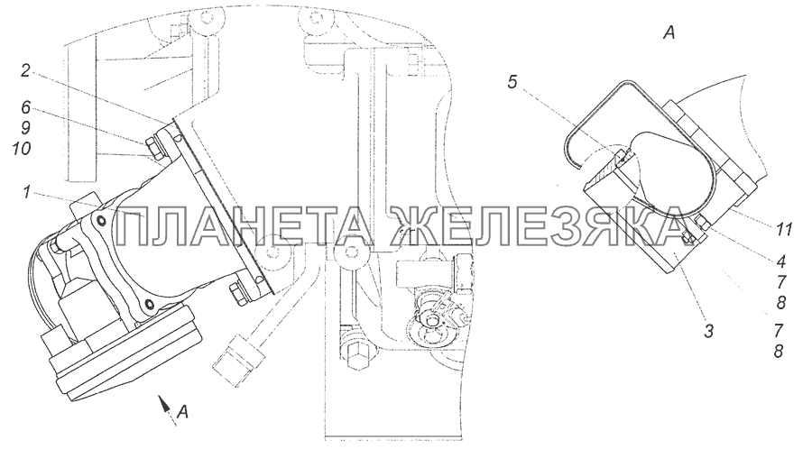 820.52-1148000-10 Установка узла заслонки КамАЗ-65115, 65116 (Евро-4)