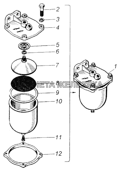 Фильтр грубой очистки топлива в сборе КамАЗ-65115
