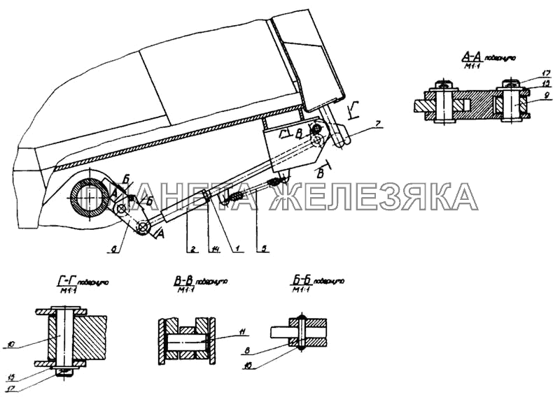 Установка запоров заднего борта (55111, 65115) КамАЗ-65115