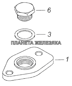 740.30-1317570 Фланец крепления датчика включения вентилятора с пробкой КамАЗ-65115 (Евро-3)