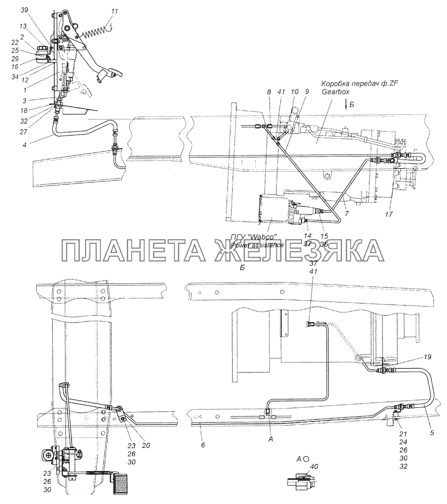 65115-1600006-18 Установка педали и привода выключения сцепления КамАЗ-65115 (Евро-3)