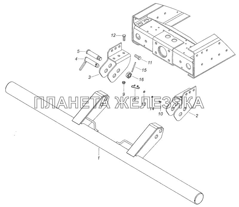 55111-2804003-10 Установка заднего буфера КамАЗ-65115 (Евро-3)