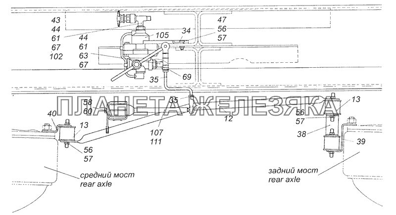 54112-3500033 Установка регулятора тормозных сил КамАЗ-65115 (Евро-3)