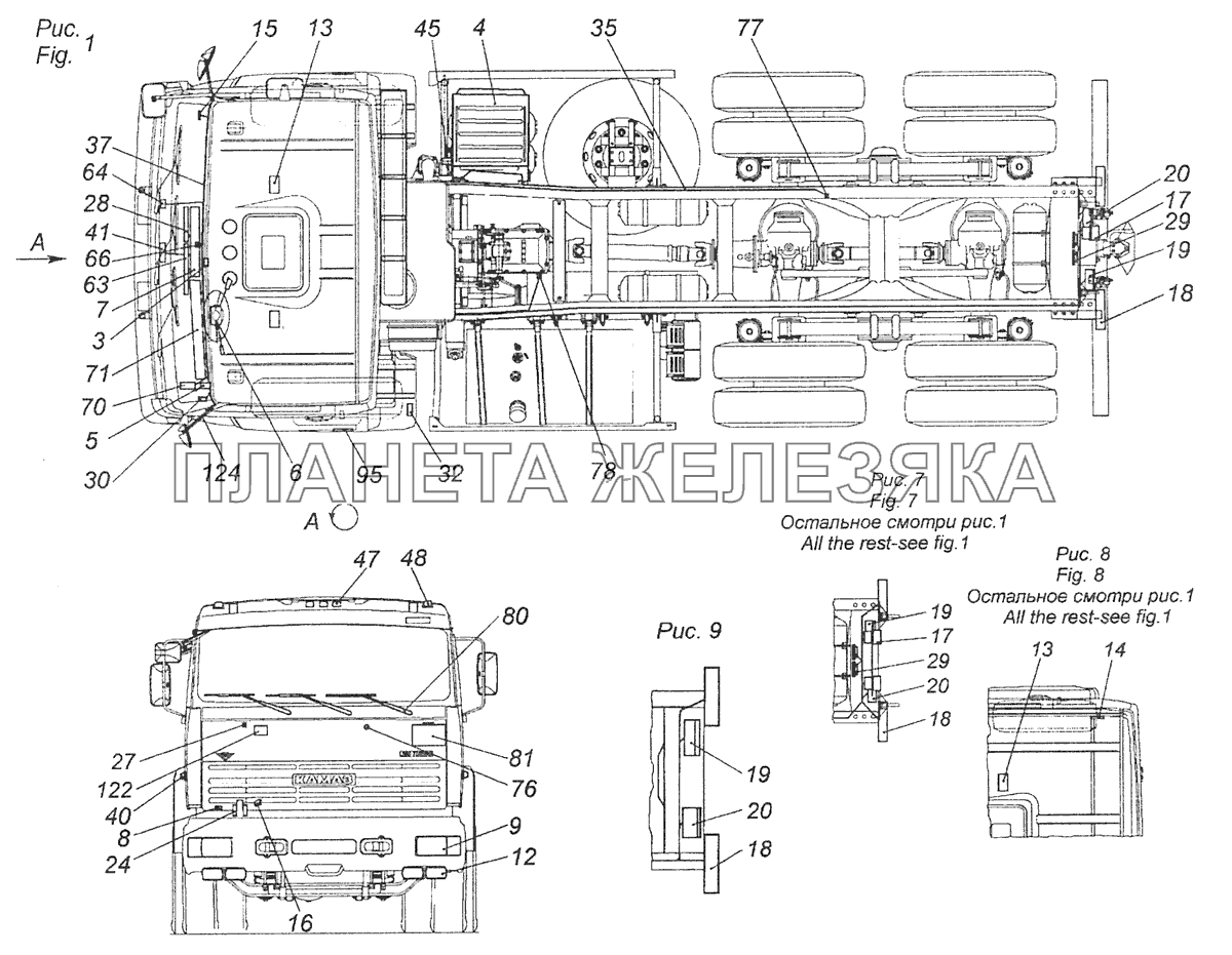 65115-3700011-24 Электрооборудование. Расположение на автомобиле КамАЗ-65115 (Евро-3)