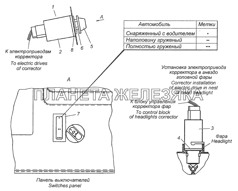 53215-3718001-85 Установка электромеханического корректора КамАЗ-65115 (Евро-3)