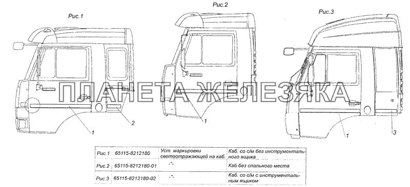 65115-8212180 Установка маркировки светоотражающей на кабине КамАЗ-65115 (Евро-3)
