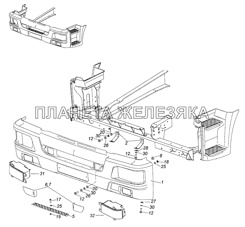 65115-8416010-50 Установка облицовки буфера КамАЗ-65115 (Евро-3)