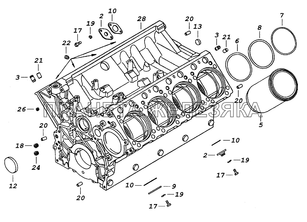 Блок цилиндров в сборе КамАЗ-65116