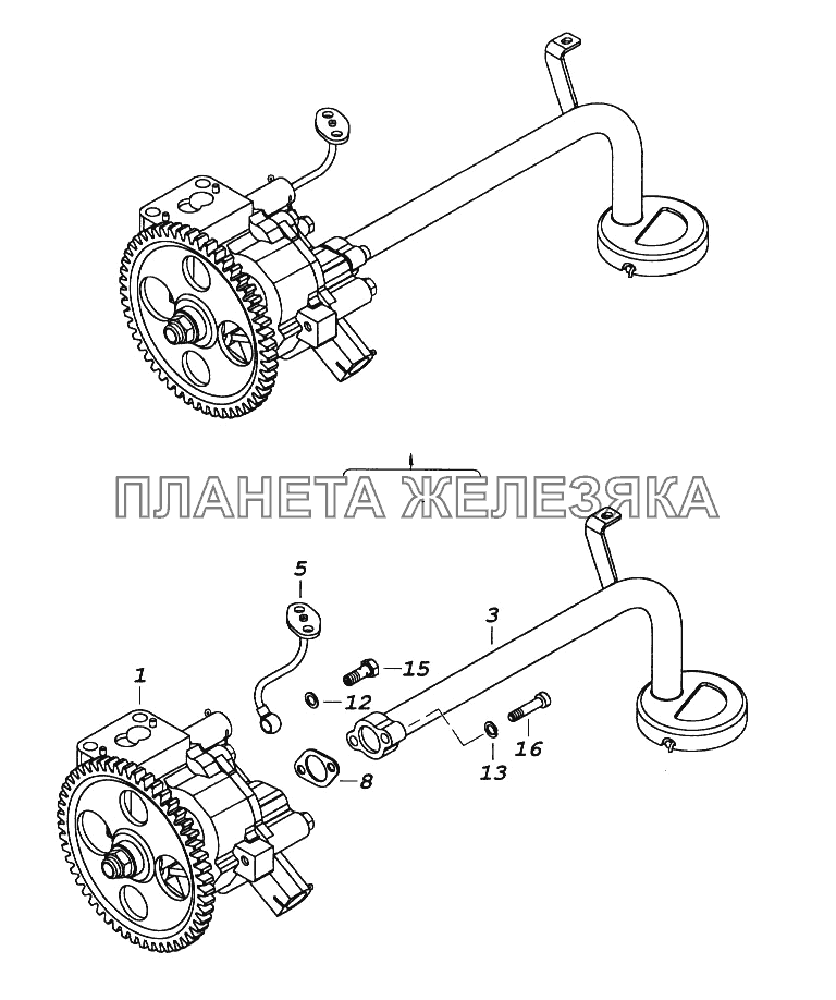 Масляный насос с маслозаборником в сборе КамАЗ-65116