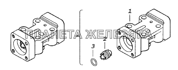 Корпус воздухораспределителя с гнездами золотника КамАЗ-65116