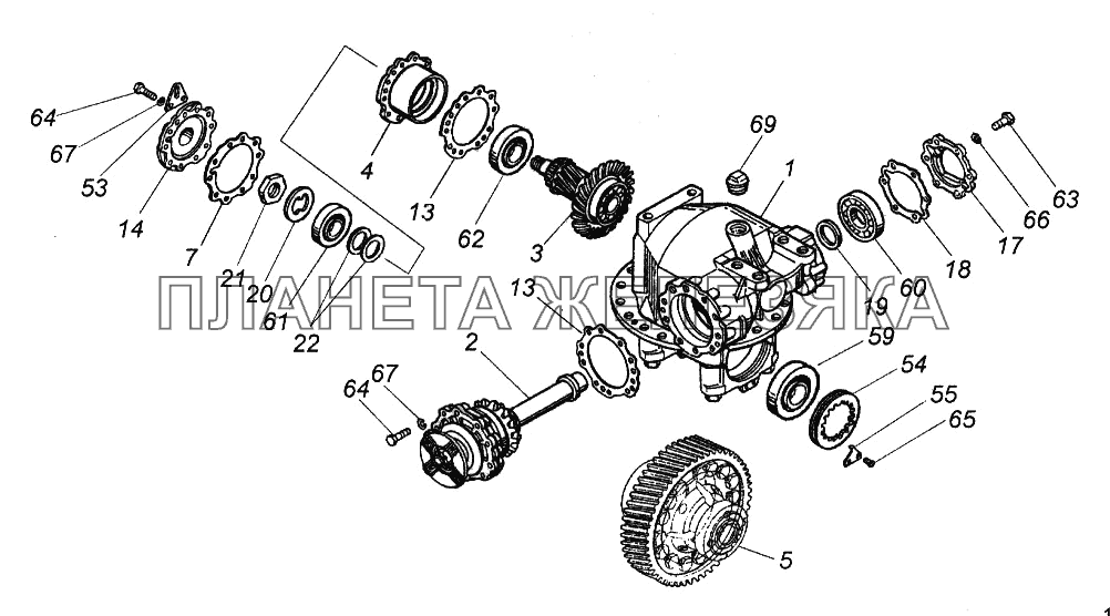 Передача главная заднего моста КамАЗ-65116