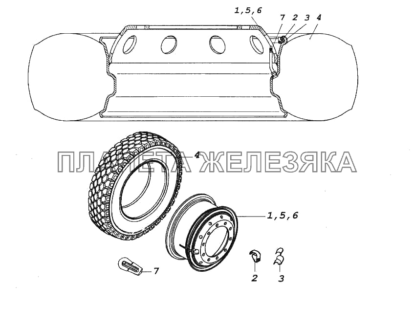 Колесо 8,25х22,5 стальное с шиной КамАЗ-65116