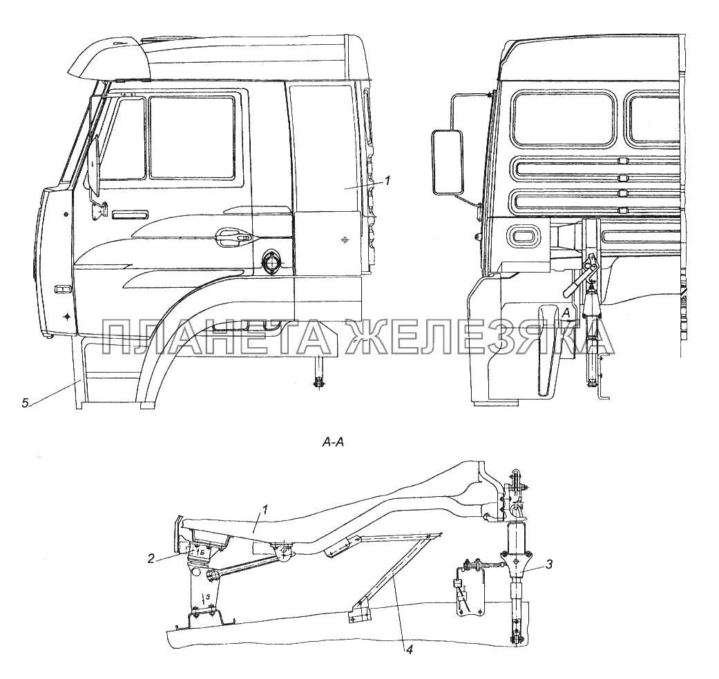 Установка кабины с оперением КамАЗ-65116