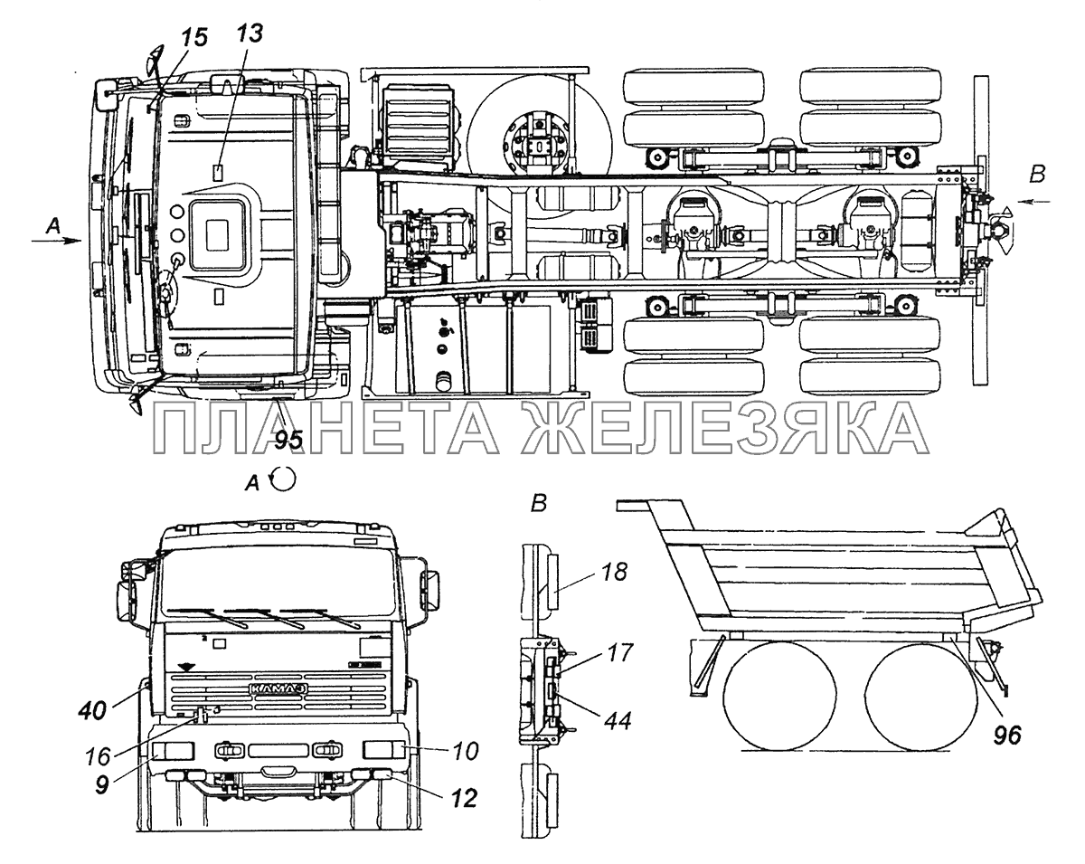 6520-3700011-56 Светотехника на автомобиле КамАЗ-6520 (Euro-4)