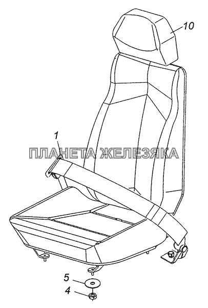 5460-5000123 Установка среднего сиденья КамАЗ-6520 (Euro-4)