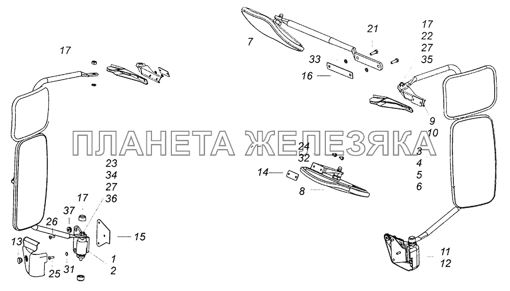 5460-8201002-01 Установка зеркал заднего вида КамАЗ-6520 (Euro-4)