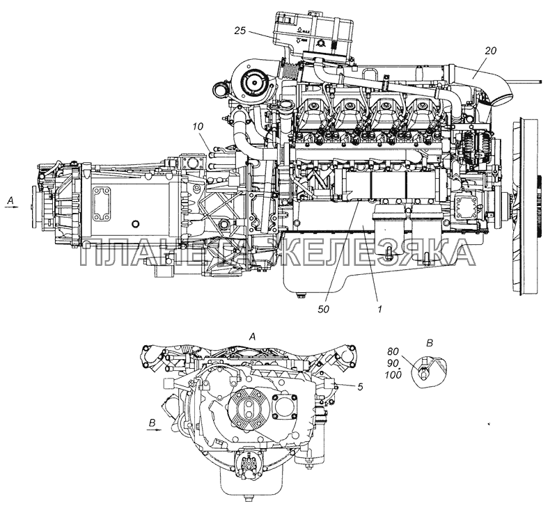 6520-1000264-13 Агрегат силовой 740.73-400, укомплектованный для установки на автомобиль КамАЗ-6520 (Euro-4)