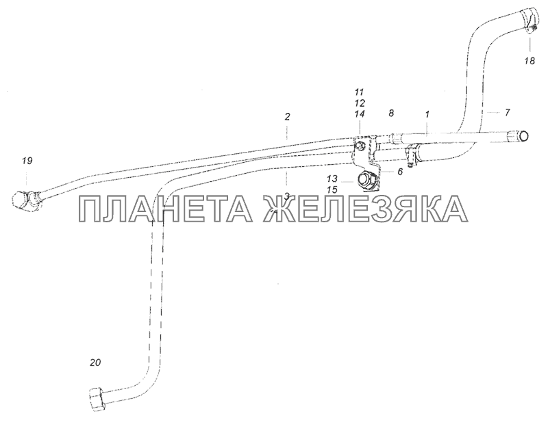 6520-3400018-34 Установка трубопроводов КамАЗ-6520 (Euro-4)