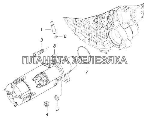 740.60-3708005 Установка стартера и фиксатора КамАЗ-6520 (Euro-4)