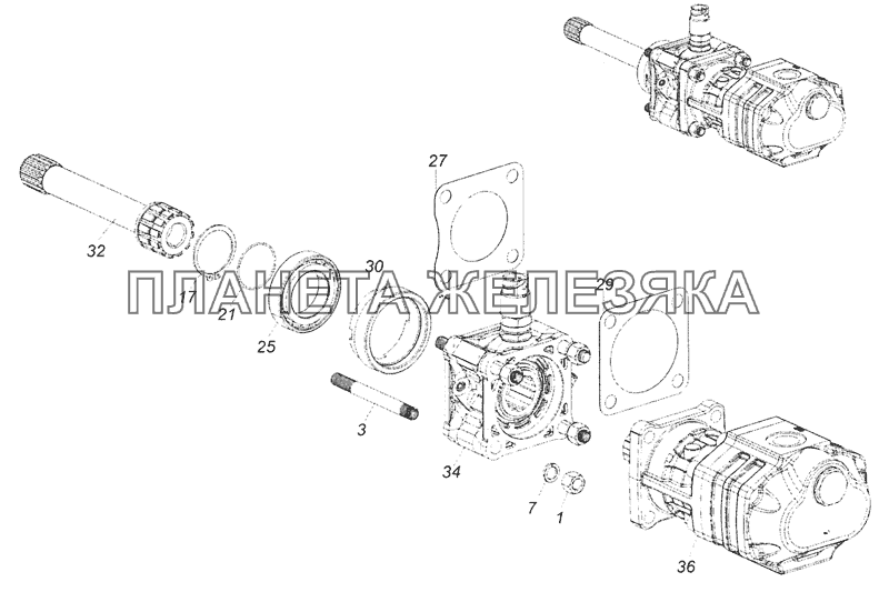 6520-4202005-20 Установка коробки отбора мощности с насосом КамАЗ-6520 (Euro-4)