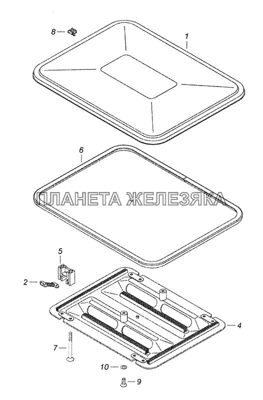 53205-5713008 Установка вентиляционного люка крыши КамАЗ-6520 (Euro-4)