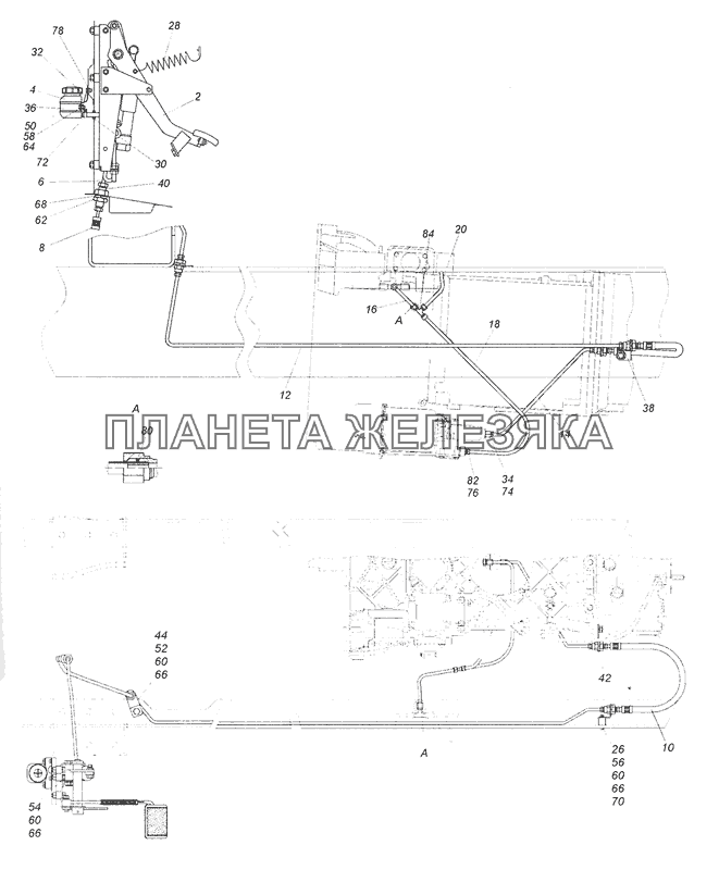 5460-1600006-19 Установка педали и привода выключения сцепления КамАЗ-6520 (Euro-4)