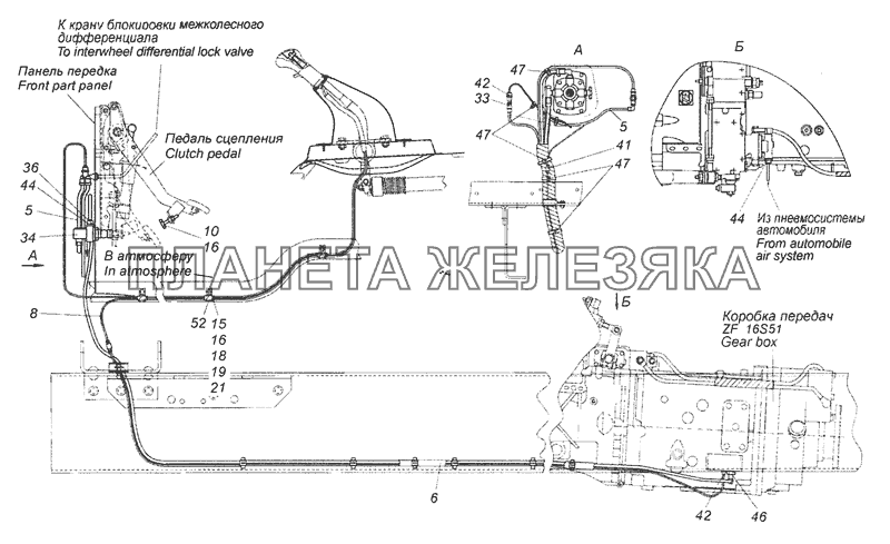 6460-1772005-04 Установка пневмопривода управления переключением передач КамАЗ-6520 (Euro-4)