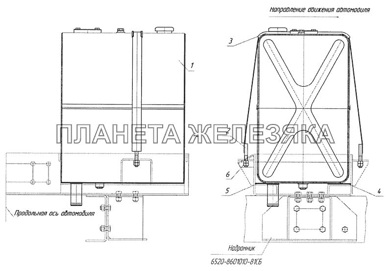 Установка гидробака 6520-8608001-81 Самосв. установка 6520