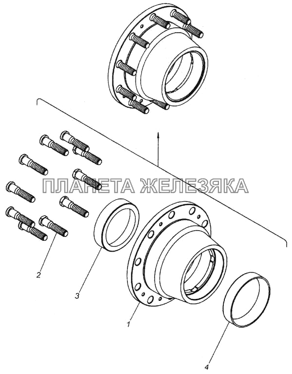 Ступица заднего колеса с болтами КамАЗ-6520