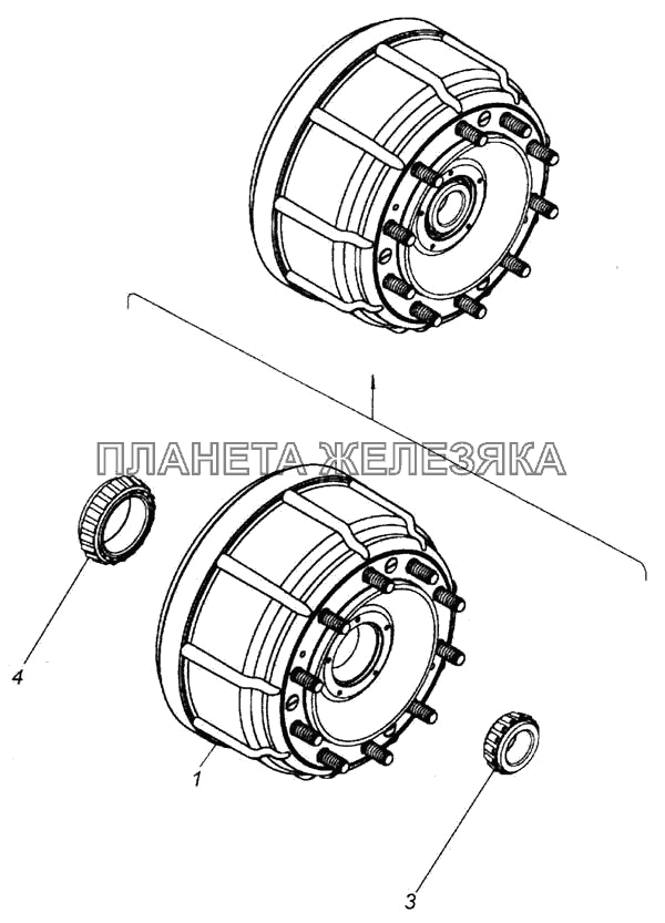 Ступица с тормозным барабаном. Комплект для запчастей. КамАЗ-6520 Ступица с тормозным барабаном. Комплект для запчастей. КамАЗ-6520