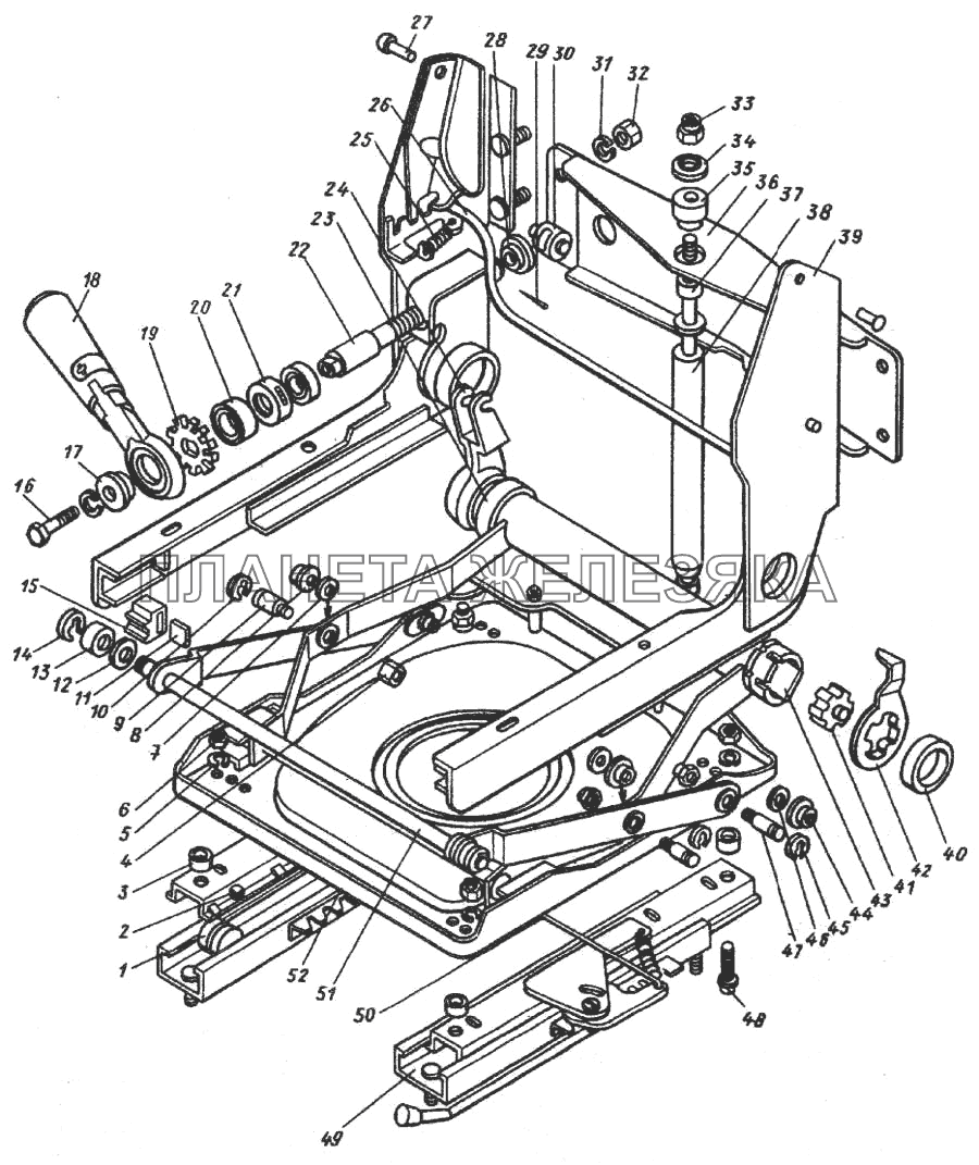 Механизм регулирования положения сиденья водителя КамАЗ-6520